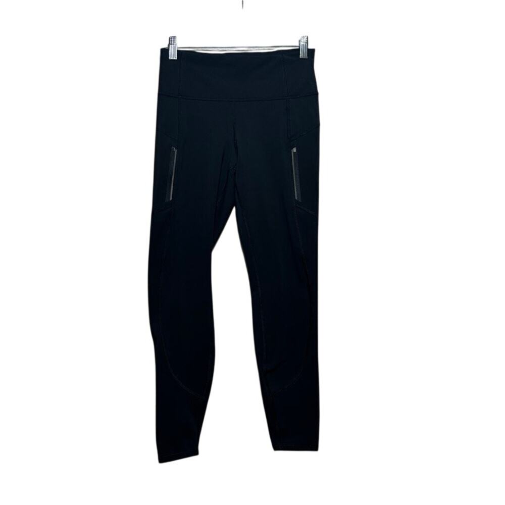 Athleta Rainier Tight Leggings Size SP Black Zip Pocket Thermal Small Petite